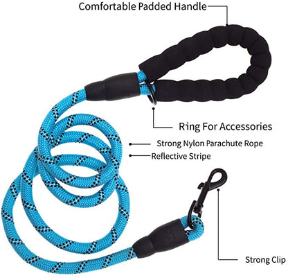 Fido N Feline 6 ft blue padded rope dog leash with black padded handle by Vibhsa on Tampa Home & Garden Store