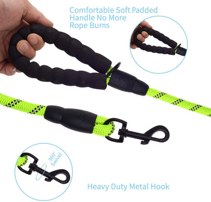 Fido N Feline 6 ft padded rope dog leash neon green with black padded handle by Vibhsa on Tampa Home & Garden Store
