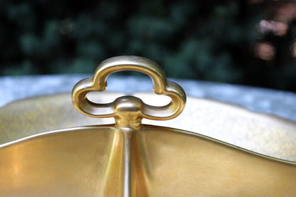 Pickard Divided Bowl with Center Holder.  Dish with Embosssed Rose and Daisy Pattern over AOG.  All Over 24 Karat Gold by Pickard Studio. - Tampa Home & Garden Store