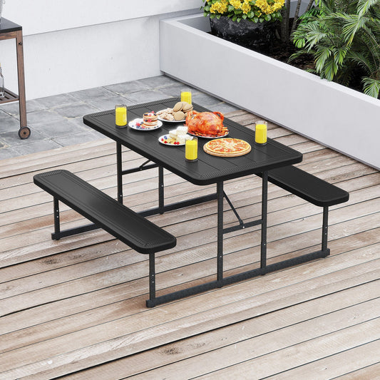 GemGear black outdoor picnic table bench set for 2–4, rectangular dining table with benches on Tampa Home & Garden Store
