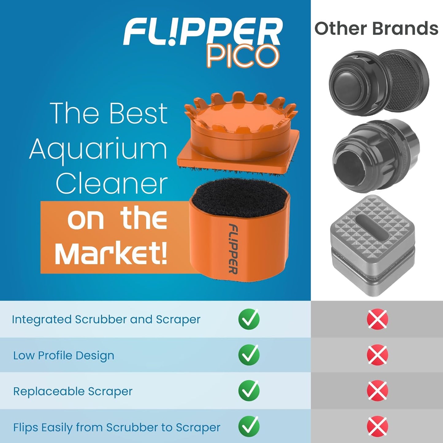 Flipper Pico 2 in 1 Magnetic Aquarium Cleaner