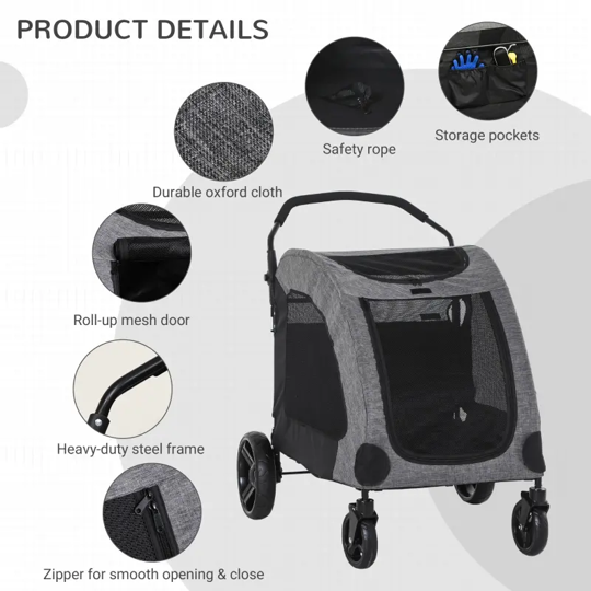 Cochecito plegable para mascotas con bolsillo de almacenamiento 
