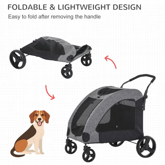 Cochecito plegable para mascotas con bolsillo de almacenamiento 