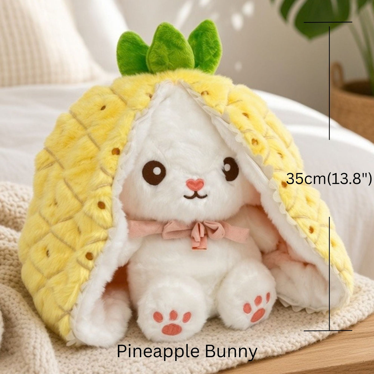 Reversible Bunny and Strawberry Plush Toy for Kids