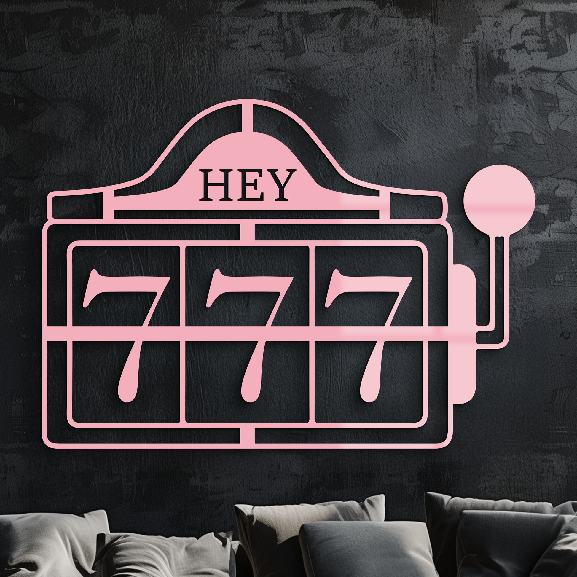 Pink 777 Metal Wall Art – Lucky Casino & Manifest Angel Number Decor - KAFGP017 - Tampa Home & Garden Store