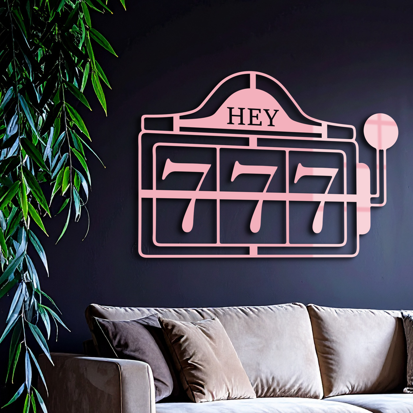 Pink 777 Metal Wall Art – Lucky Casino & Manifest Angel Number Decor - KAFGP017 - Tampa Home & Garden Store