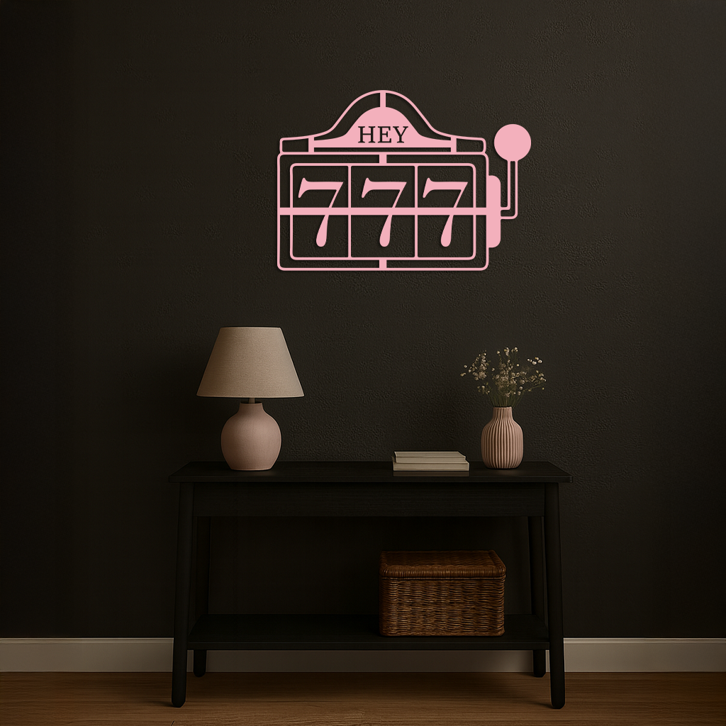 Pink 777 Metal Wall Art – Lucky Casino & Manifest Angel Number Decor - KAFGP017 - Tampa Home & Garden Store