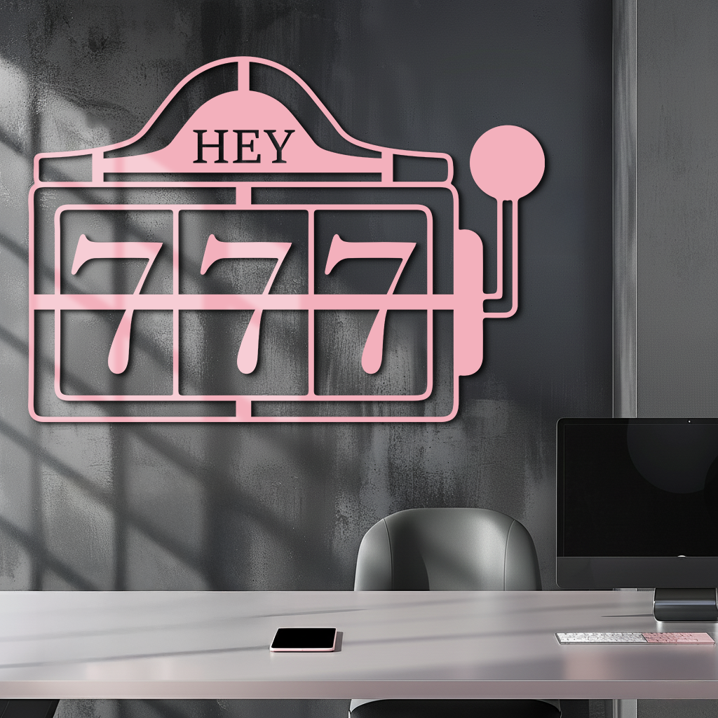 Pink 777 Metal Wall Art – Lucky Casino & Manifest Angel Number Decor - KAFGP017 - Tampa Home & Garden Store