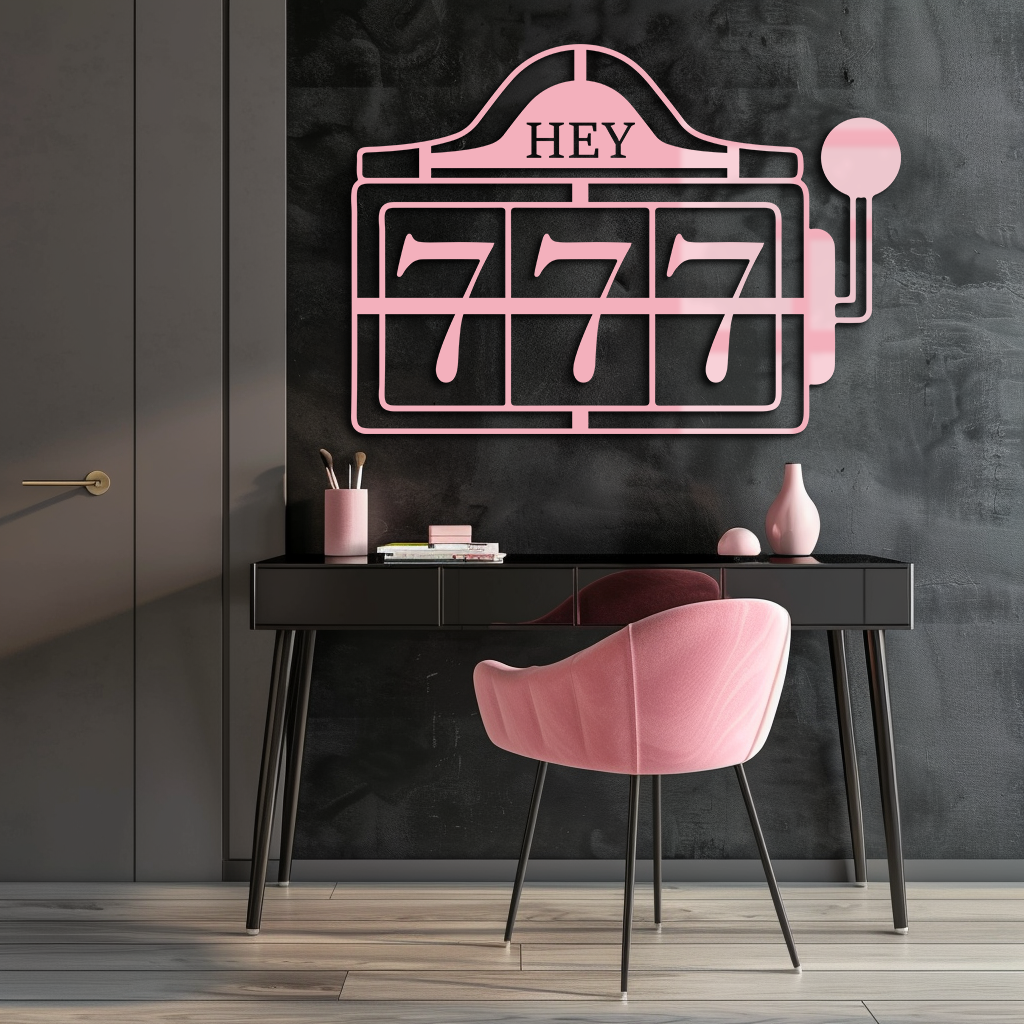 Pink 777 Metal Wall Art – Lucky Casino & Manifest Angel Number Decor - KAFGP017 - Tampa Home & Garden Store