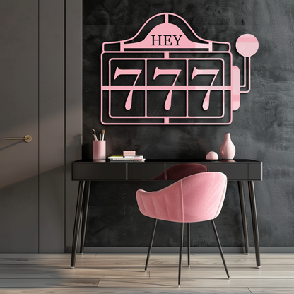 Pink 777 Metal Wall Art – Lucky Casino & Manifest Angel Number Decor - KAFGP017 - Tampa Home & Garden Store
