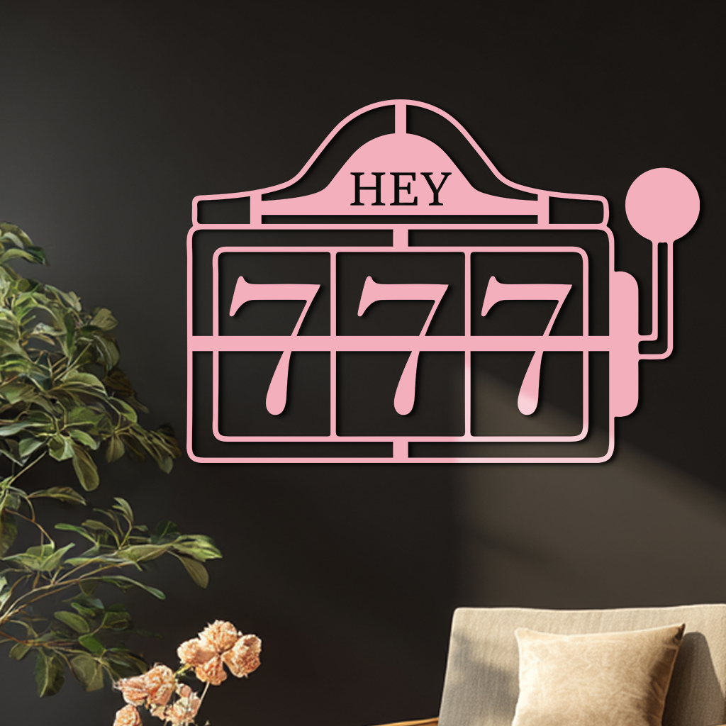 Pink 777 Metal Wall Art – Lucky Casino & Manifest Angel Number Decor - KAFGP017 - Tampa Home & Garden Store