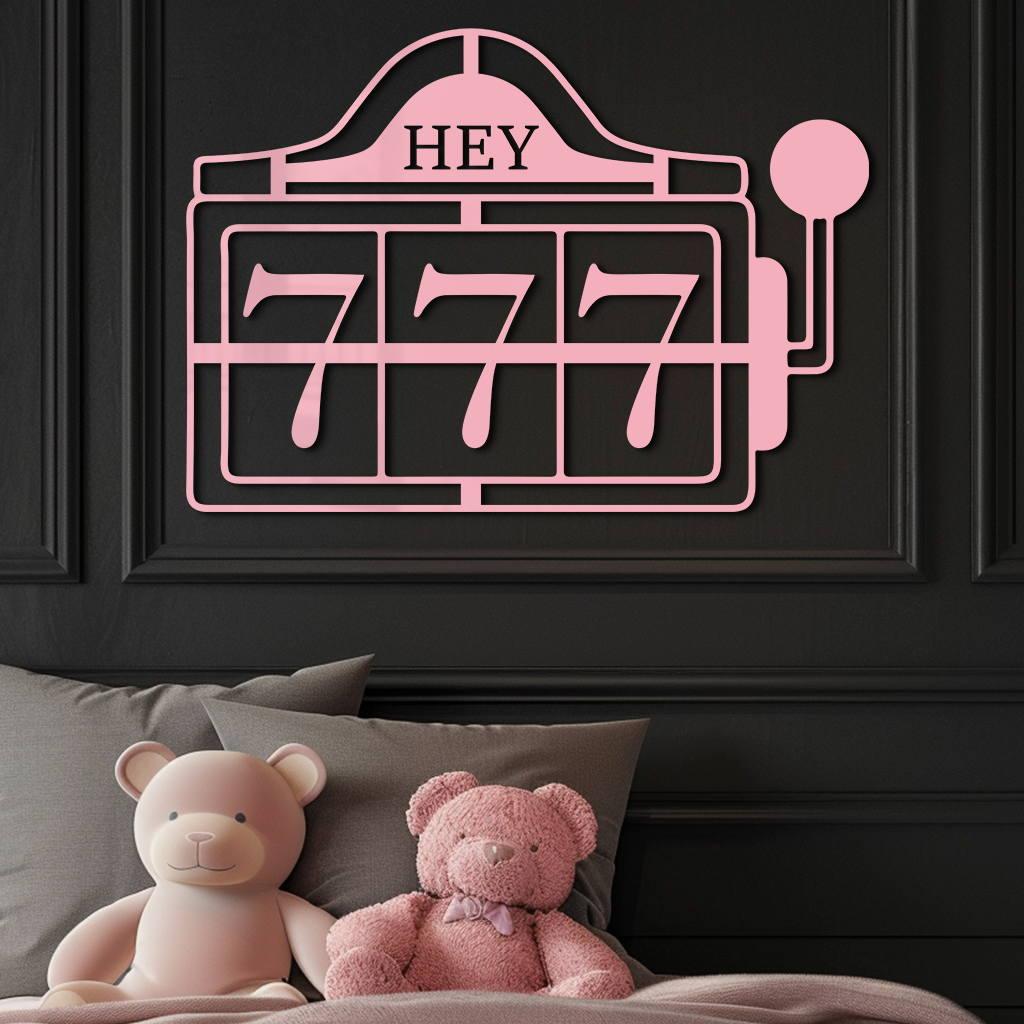 Pink 777 Metal Wall Art – Lucky Casino & Manifest Angel Number Decor - KAFGP017 - Tampa Home & Garden Store