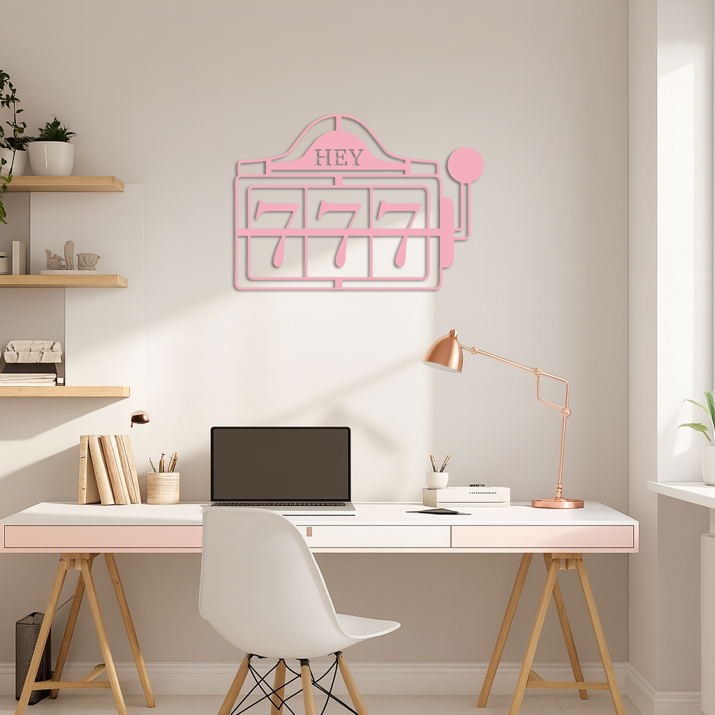 Pink 777 Metal Wall Art – Lucky Casino & Manifest Angel Number Decor - KAFGP017 - Tampa Home & Garden Store