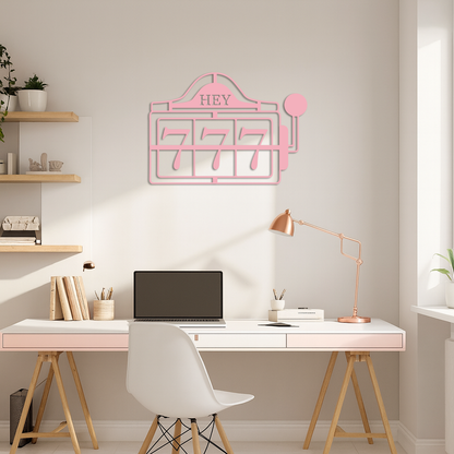 Pink 777 Metal Wall Art – Lucky Casino & Manifest Angel Number Decor - KAFGP017 - Tampa Home & Garden Store