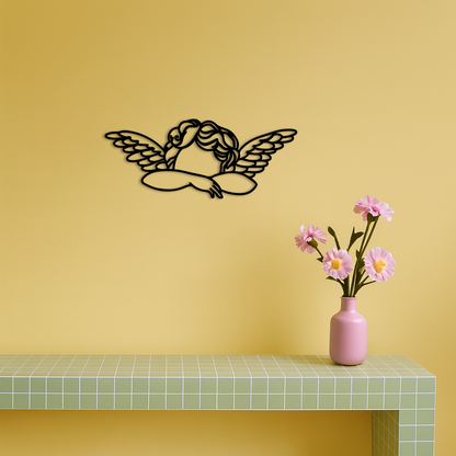Pink Angel Silhouette Metal Wall Art – Elegant Guardian Wings Design - KAFGP005 - Tampa Home & Garden Store