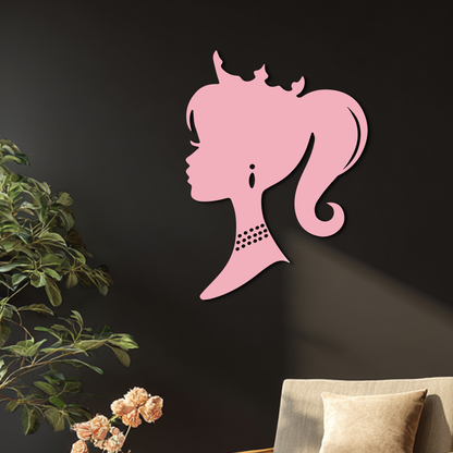 Pink Barbie Silhouette Metal Wall Art – Crowned Princess Profile Decor - KAFGP021 - Tampa Home & Garden Store