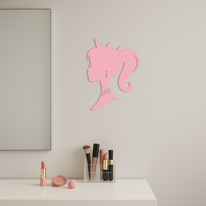 Pink Barbie Silhouette Metal Wall Art – Crowned Princess Profile Decor - KAFGP021 - Tampa Home & Garden Store