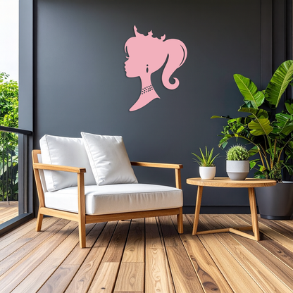 Pink Barbie Silhouette Metal Wall Art – Crowned Princess Profile Decor - KAFGP021 - Tampa Home & Garden Store
