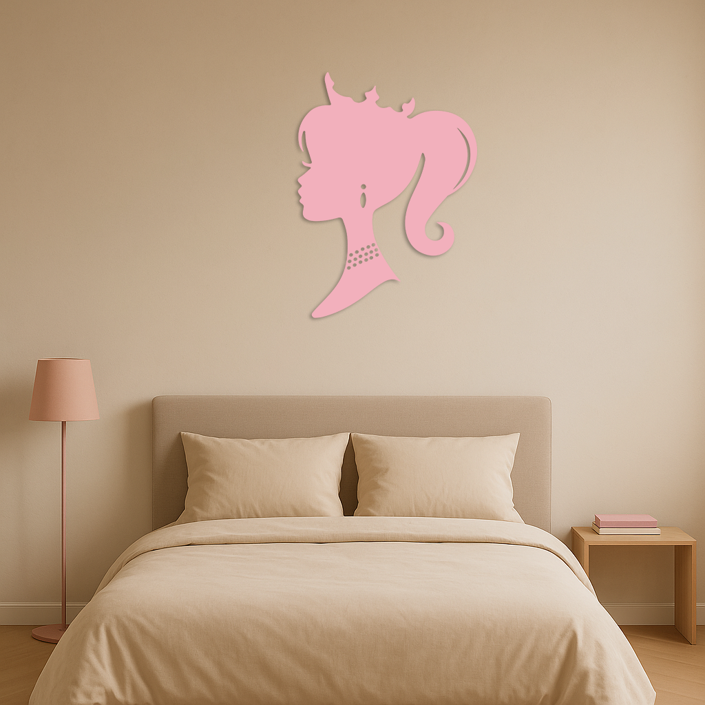 Pink Barbie Silhouette Metal Wall Art – Crowned Princess Profile Decor - KAFGP021 - Tampa Home & Garden Store