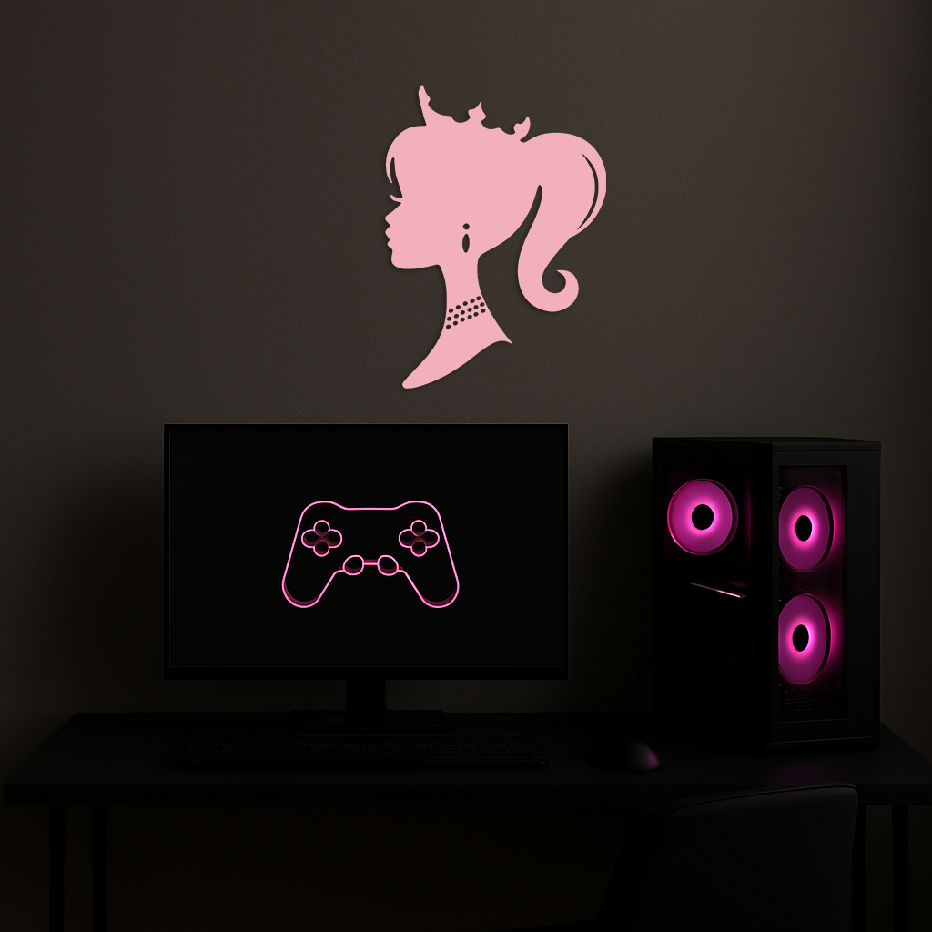 Pink Barbie Silhouette Metal Wall Art – Crowned Princess Profile Decor - KAFGP021 - Tampa Home & Garden Store