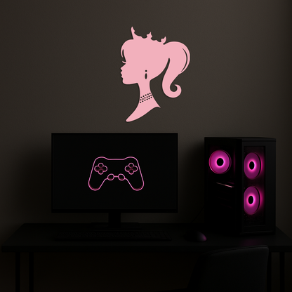 Pink Barbie Silhouette Metal Wall Art – Crowned Princess Profile Decor - KAFGP021 - Tampa Home & Garden Store