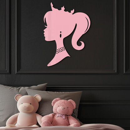 Pink Barbie Silhouette Metal Wall Art – Crowned Princess Profile Decor - KAFGP021 - Tampa Home & Garden Store