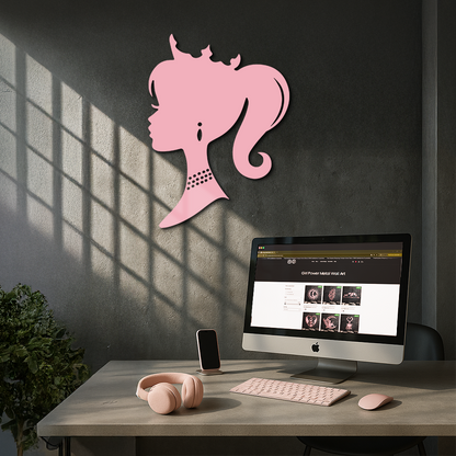 Pink Barbie Silhouette Metal Wall Art – Crowned Princess Profile Decor - KAFGP021 - Tampa Home & Garden Store