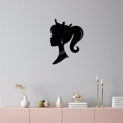 Pink Barbie Silhouette Metal Wall Art – Crowned Princess Profile Decor - KAFGP021 - Tampa Home & Garden Store