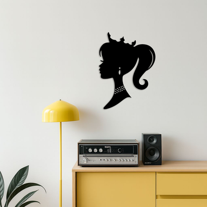 Pink Barbie Silhouette Metal Wall Art – Crowned Princess Profile Decor - KAFGP021 - Tampa Home & Garden Store