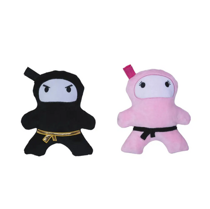 Pink & Black Ninja Love Plush Dog Toy Gift Set – with Squeaker & Crinkle Paper for Fun Play - Tampa Home & Garden Store