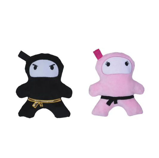 Pink & Black Ninja Love Plush Dog Toy Gift Set – with Squeaker & Crinkle Paper for Fun Play - Tampa Home & Garden Store