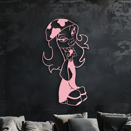 Pink Bratz Girl Metal Wall Art – Fashion Doll Inspired Silhouette Decor - KAFGP022 - Tampa Home & Garden Store