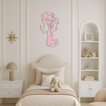 Pink Bratz Girl Metal Wall Art – Fashion Doll Inspired Silhouette Decor - KAFGP022 - Tampa Home & Garden Store