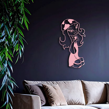 Pink Bratz Girl Metal Wall Art – Fashion Doll Inspired Silhouette Decor - KAFGP022 - Tampa Home & Garden Store