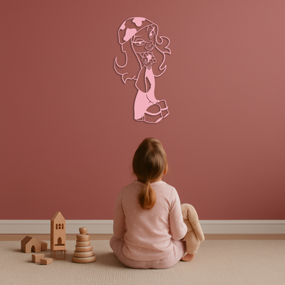 Pink Bratz Girl Metal Wall Art – Fashion Doll Inspired Silhouette Decor - KAFGP022 - Tampa Home & Garden Store