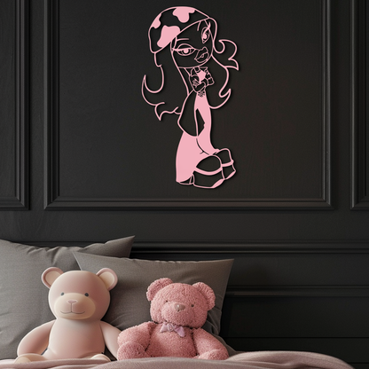 Pink Bratz Girl Metal Wall Art – Fashion Doll Inspired Silhouette Decor - KAFGP022 - Tampa Home & Garden Store