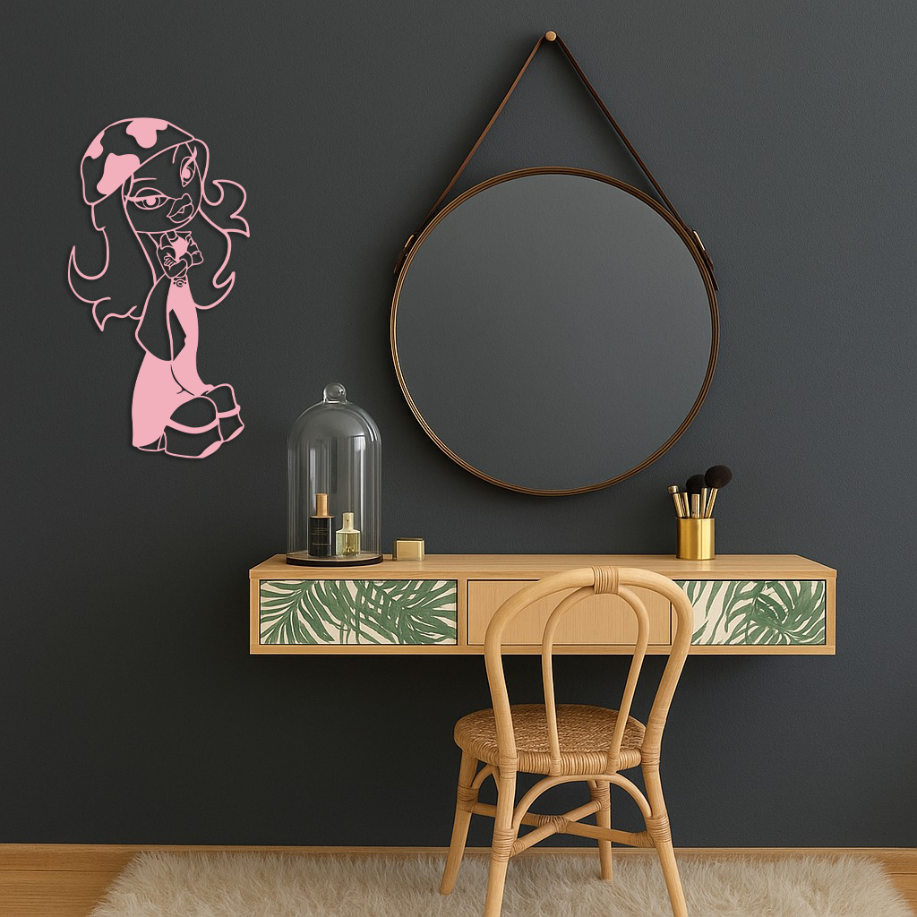 Pink Bratz Girl Metal Wall Art – Fashion Doll Inspired Silhouette Decor - KAFGP022 - Tampa Home & Garden Store