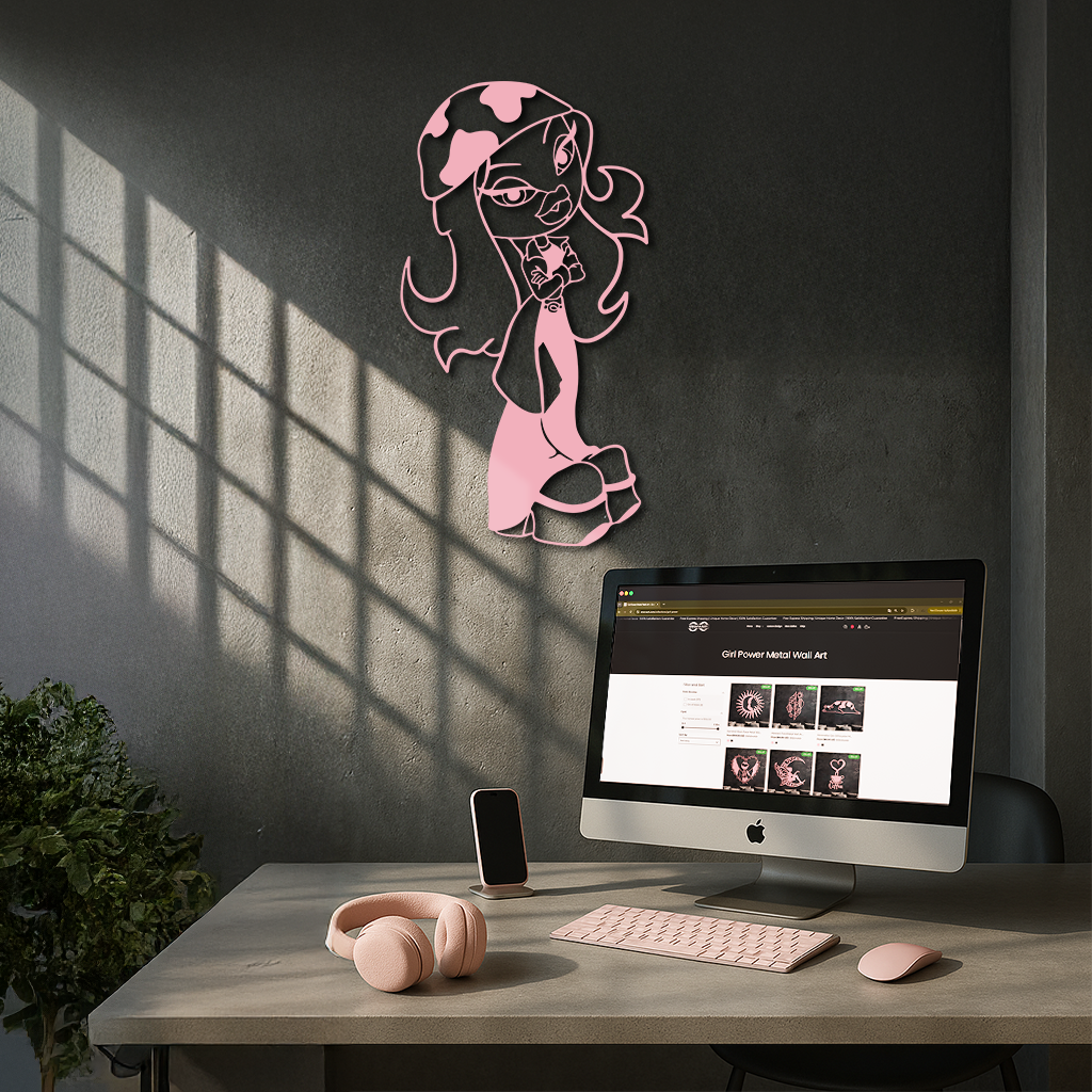 Pink Bratz Girl Metal Wall Art – Fashion Doll Inspired Silhouette Decor - KAFGP022 - Tampa Home & Garden Store