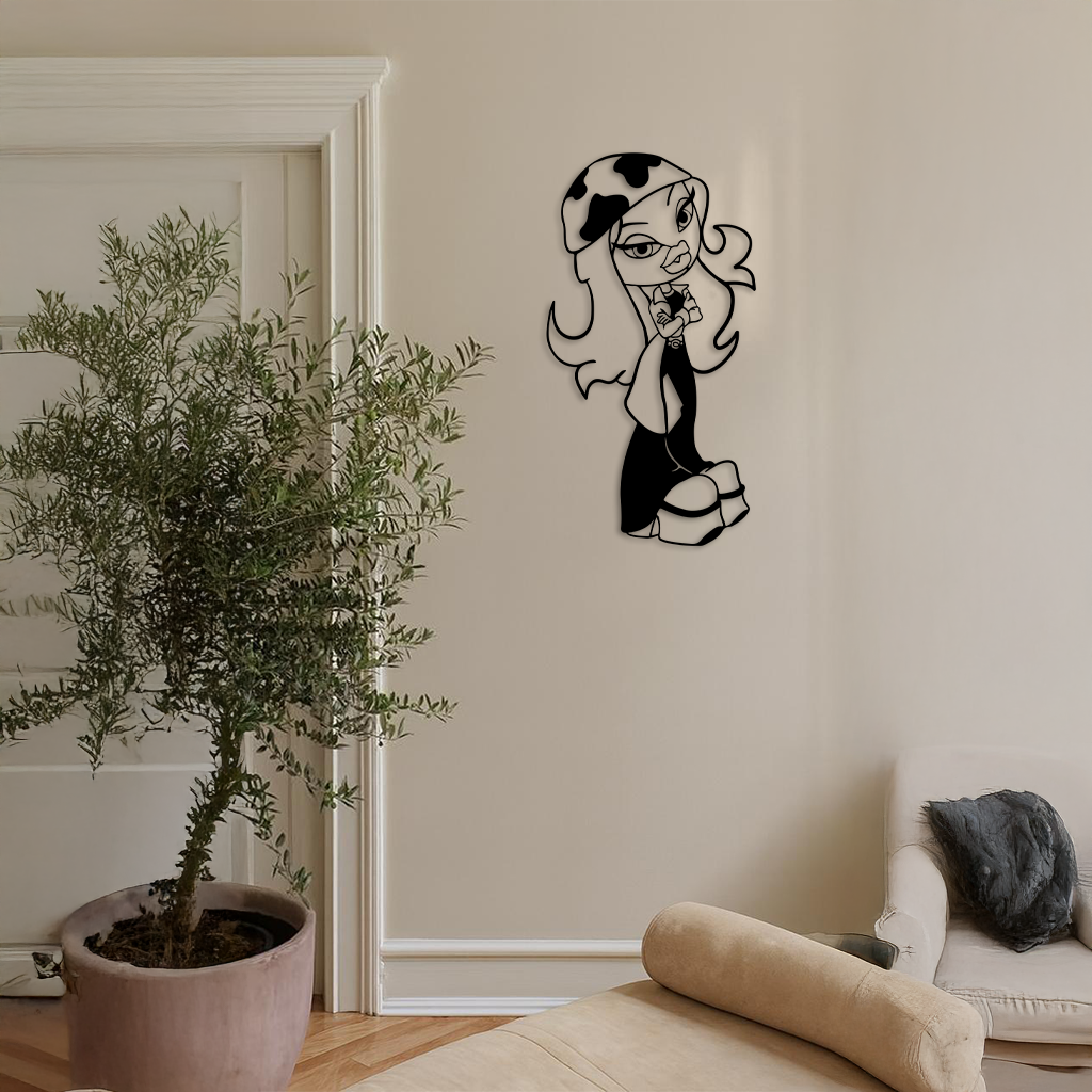 Pink Bratz Girl Metal Wall Art – Fashion Doll Inspired Silhouette Decor - KAFGP022 - Tampa Home & Garden Store