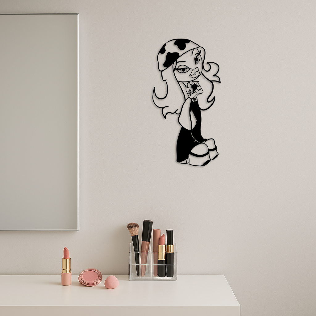 Pink Bratz Girl Metal Wall Art – Fashion Doll Inspired Silhouette Decor - KAFGP022 - Tampa Home & Garden Store