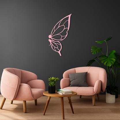 Pink Butterfly Wing Metal Wall Art – Elegant Nature-Inspired Decor - KAFGP003 - Tampa Home & Garden Store