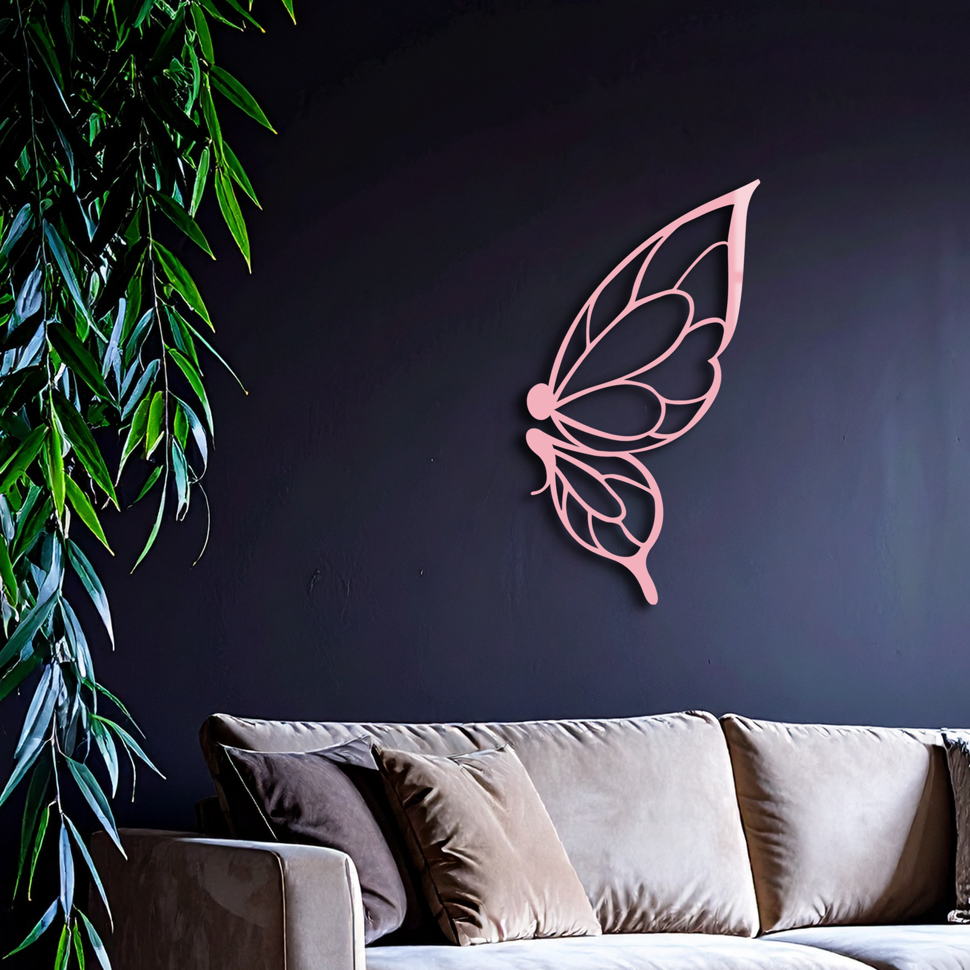 Pink Butterfly Wing Metal Wall Art – Elegant Nature-Inspired Decor - KAFGP003 - Tampa Home & Garden Store