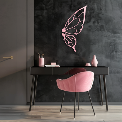 Pink Butterfly Wing Metal Wall Art – Elegant Nature-Inspired Decor - KAFGP003 - Tampa Home & Garden Store