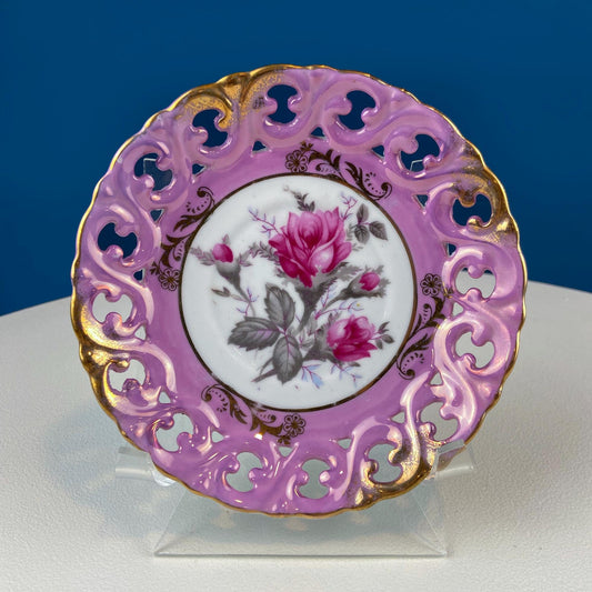 Pink Collection of Vintage Saucers. Mix & Match. Set of 5 Mostly Pink Plates with Lacey Reticulated Edges. Cute Gift Idea for Her. - Tampa Home & Garden Store