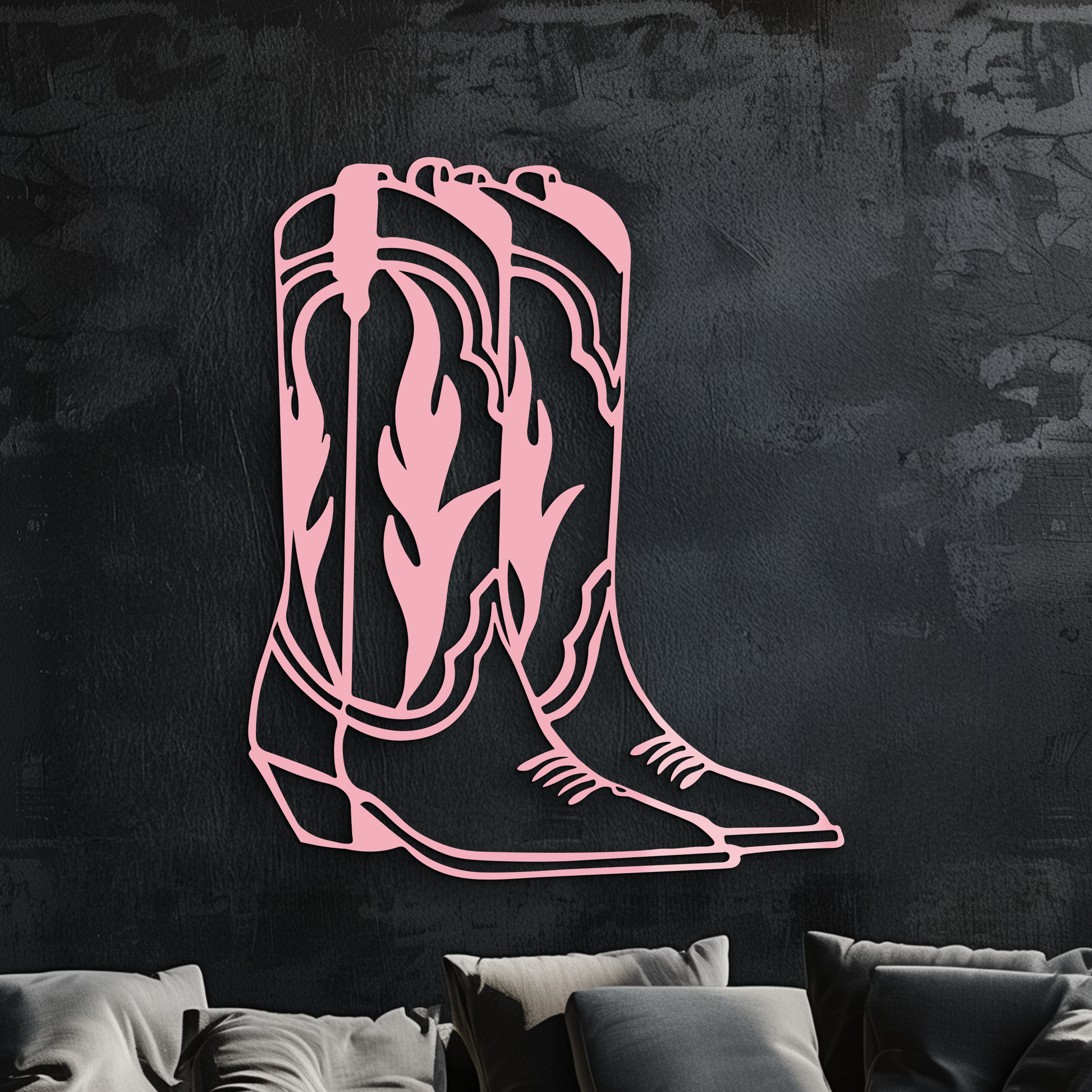 Pink Cowboy Boots Metal Wall Art – Western Rodeo Inspired Decor - KAFGP025 - Tampa Home & Garden Store