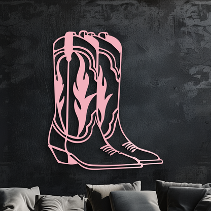 Pink Cowboy Boots Metal Wall Art – Western Rodeo Inspired Decor - KAFGP025 - Tampa Home & Garden Store