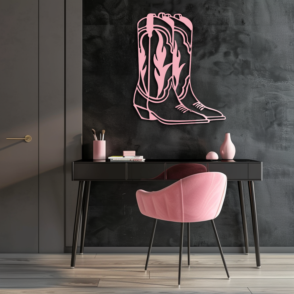 Pink Cowboy Boots Metal Wall Art – Western Rodeo Inspired Decor - KAFGP025 - Tampa Home & Garden Store