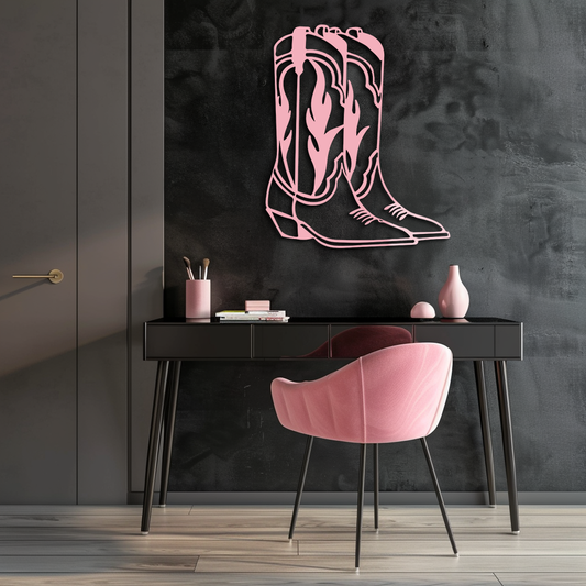 Pink Cowboy Boots Metal Wall Art – Western Rodeo Inspired Decor - KAFGP025 - Tampa Home & Garden Store