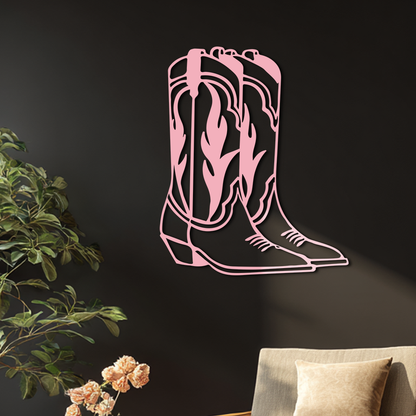 Pink Cowboy Boots Metal Wall Art – Western Rodeo Inspired Decor - KAFGP025 - Tampa Home & Garden Store