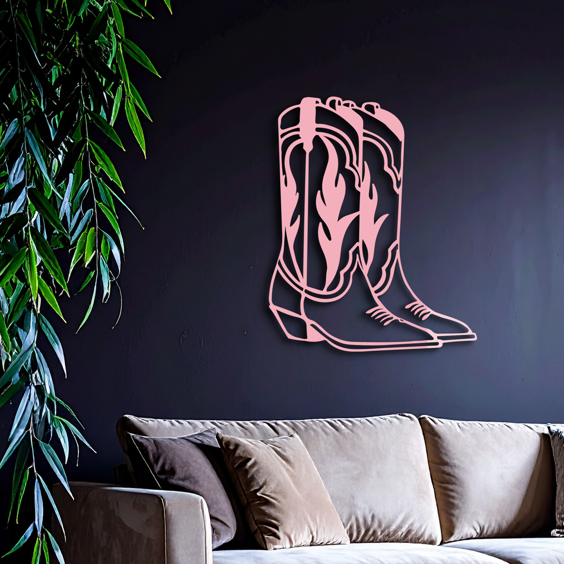 Pink Cowboy Boots Metal Wall Art – Western Rodeo Inspired Decor - KAFGP025 - Tampa Home & Garden Store